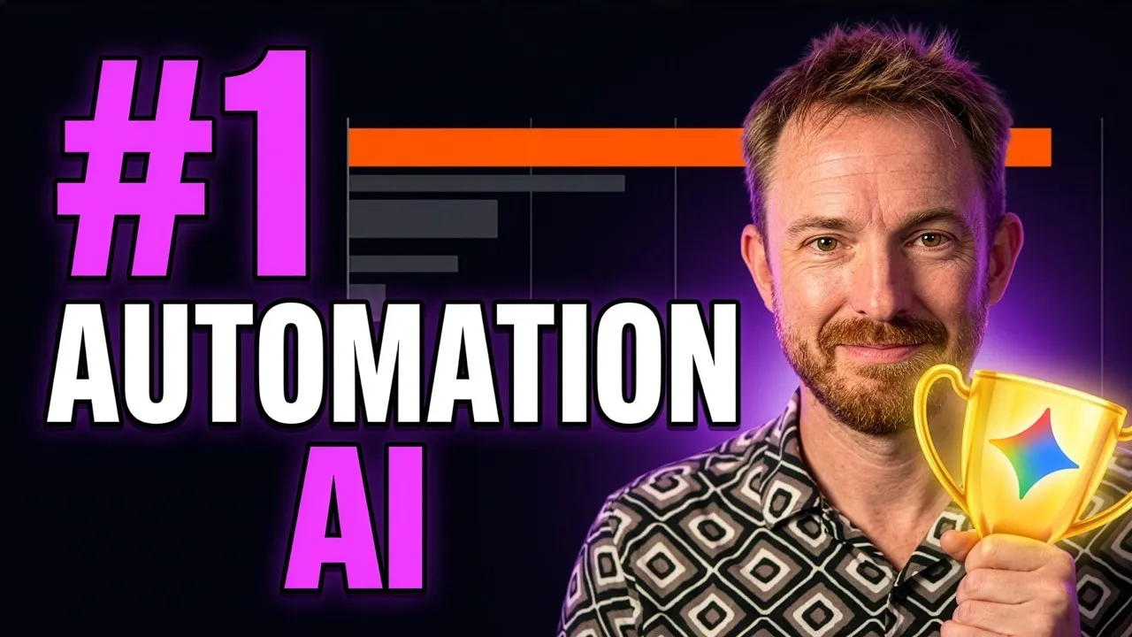 Mike holding a trophy next to the words #1 automation AI